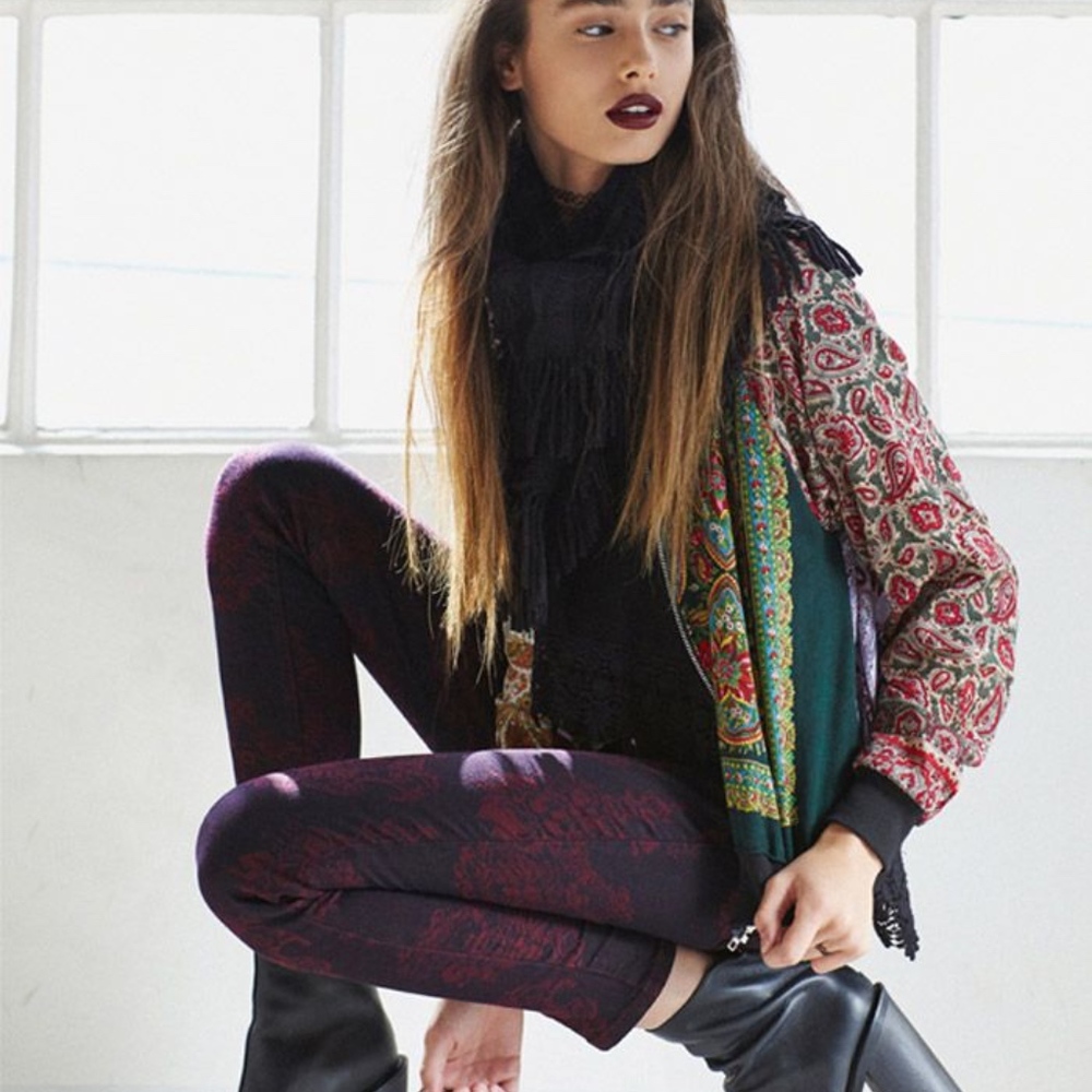 LF high waisted jacquard print jeans